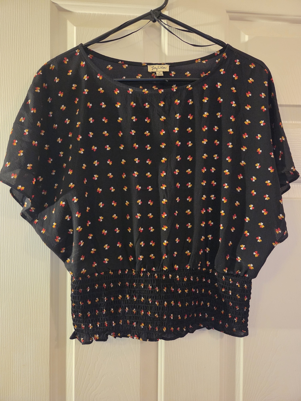 Lily White Black Cropped Blouse,